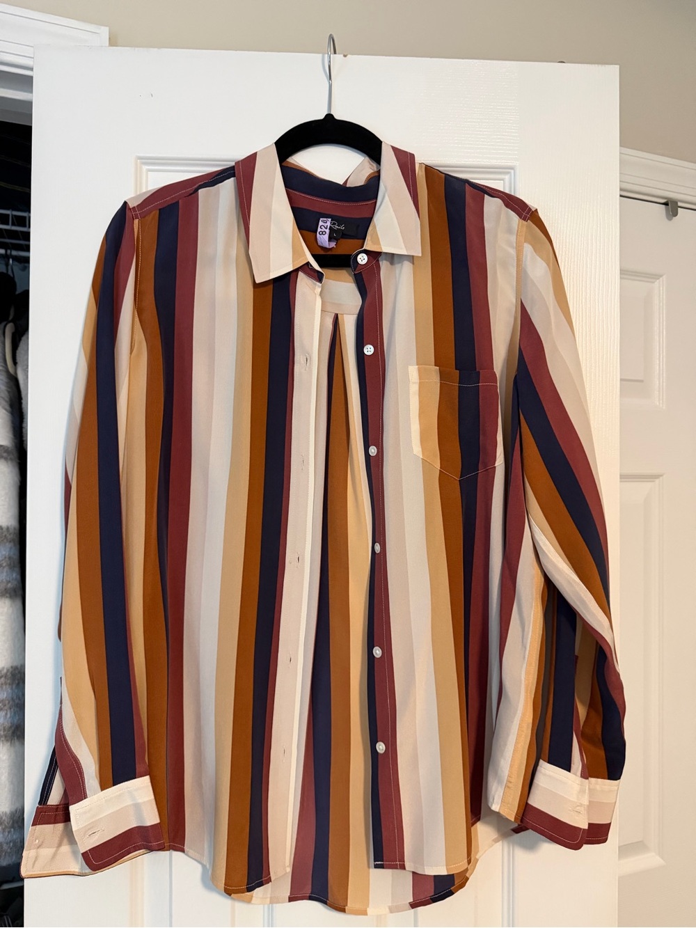 Rails Striped Button-Down Shirt in Burgundy, Mustard & Navy